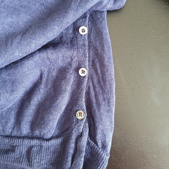 Lilly Pulitzer Liesel Sweater Linen Navy Lightweight Button Sides Women Small - Picture 10 of 13